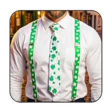 St. Patrick's Day Suspender Mens Green Suspenders Shamrock Costume Greena