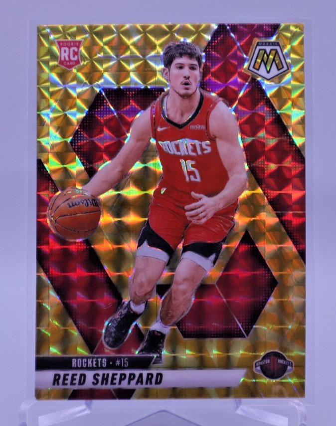 Reed Sheppard 2024-25 Mosaic #249 Reactive Yellow Prizm RC Rockets H023