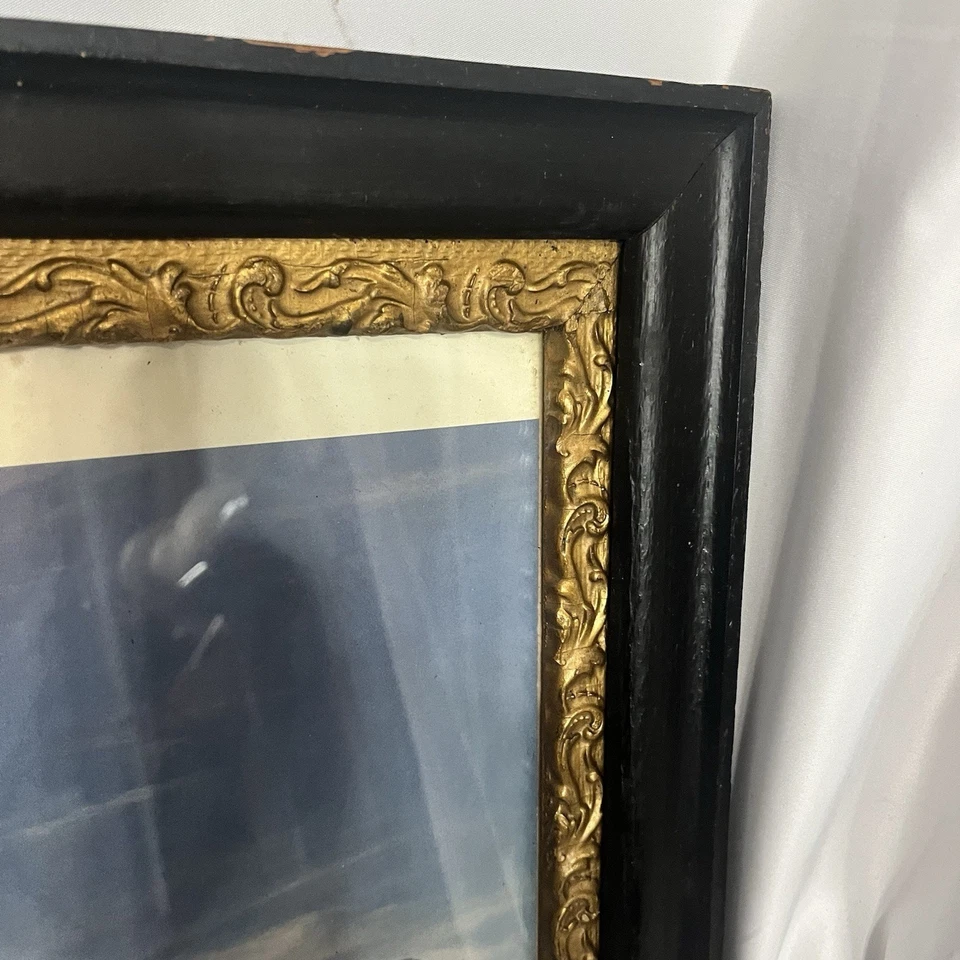 Cuadro de pared de madera antiguo con marco de yeso dorado de 19x23 pantallas de 15,5x19,75 Foto 4 de 4