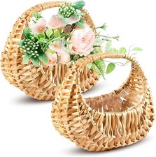Small Flower Girl Basket Set of 2 Small Wicker Basket W/ Handle  Waterproof