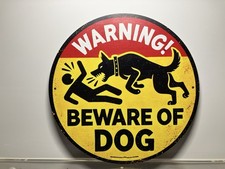 VINTAGE STYLE REPRODUCTION ALUMINUM METAL SIGN- WARNING- BEWARE OF DOG
