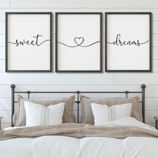 Framed Farmhouse Sweet Dreams Sign 11 x14 Wall Decor for Bedroom SweerDream
