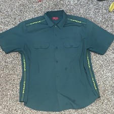 Supreme Men's XL Green Short Sleeve Button-Up Shirt w/ Pockets Cotton Blend