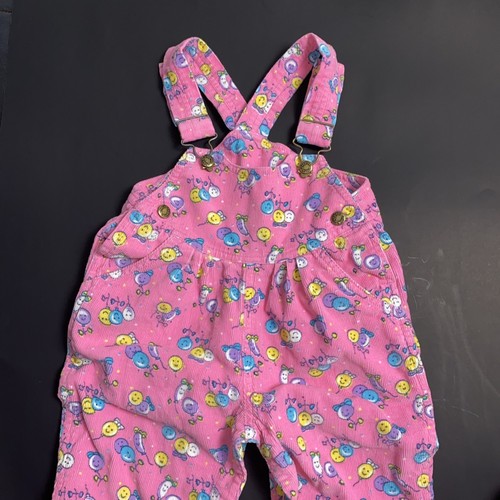 Vintage HUSH PUPPIES GIRLSWEAR Pink Corduroy Overalls 80s 90s Bubble 24 Month - Picture 7 of 14
