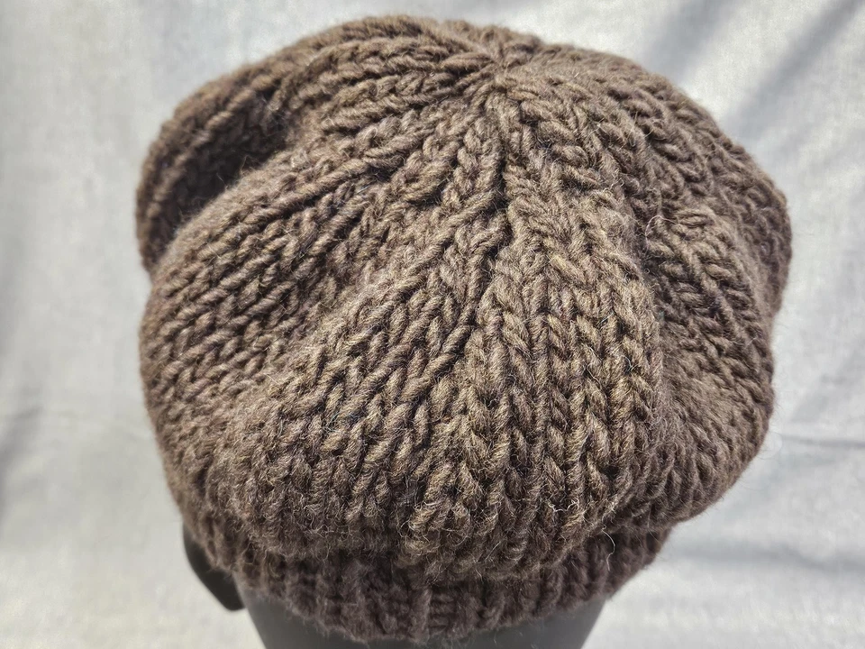 Fratelli Talli Hat Newsboy Fitted Womens One Size Brown Knit Visor Made Italy - Image 3 of 4