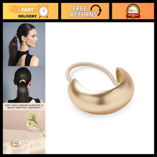 Elegant Gold Arched Metal Ponytail Cuff Hair Tie - Decorative Hair Accessory for