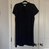 DKNY Dress Blue Tulip Sleeves Split Neck Short Sleeves Size 12