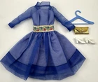VINTAGE 1960's BARBIE CLONE BLUE CHIFFON SATIN PARTY DRESS OUTFIT