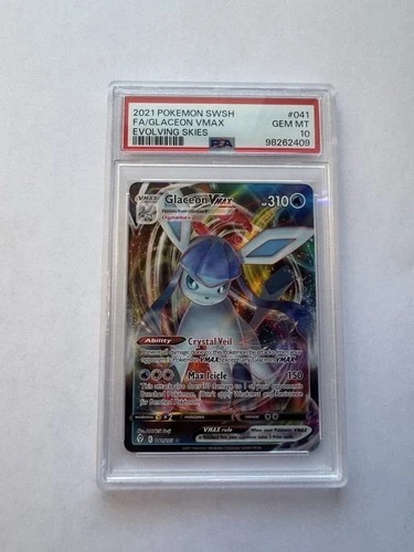 Pokemon 2021 Sword & Shield Evolving Skies #041 Glaceon VMAX - PSA 10 GEM MINT