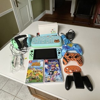 Nintendo Switch Animal Crossing Bundle Lot Games Case Controller Great Deal