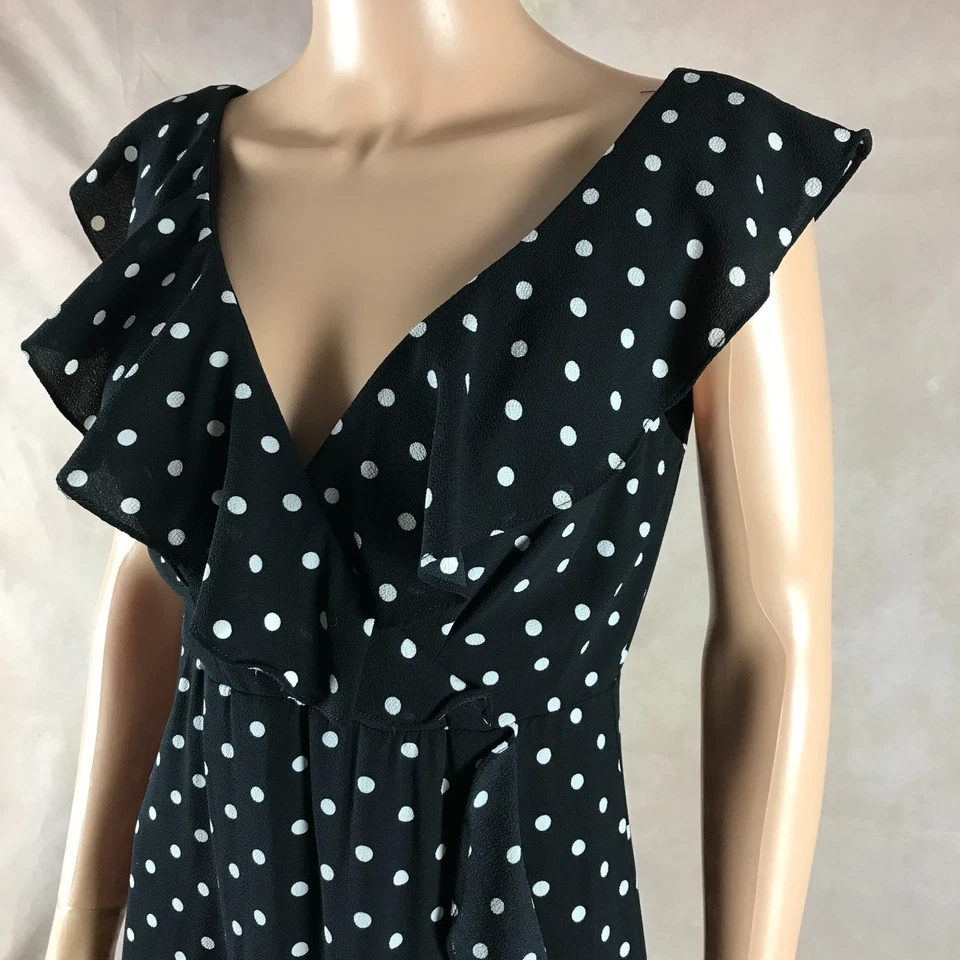 Vestido midi SANGRIA negro/blanco con volantes a lunares talla 2 Foto 2 de 4