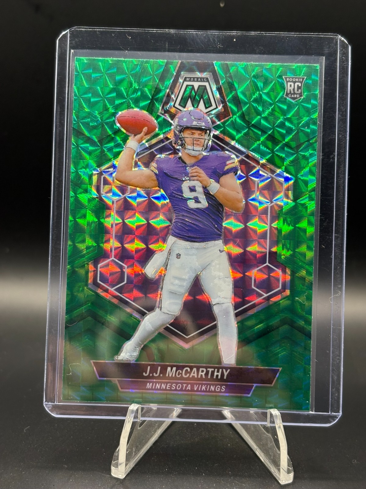 2024 Panini Mosaic J.J. McCarthy #310 Green Mosaic (RC)