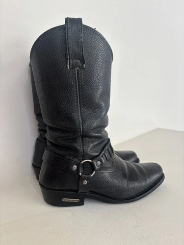 Harley Davidson Cowboy Pebbled Leather Harness Western Biker Boots Men’s 8.5 - Picture 5 of 10