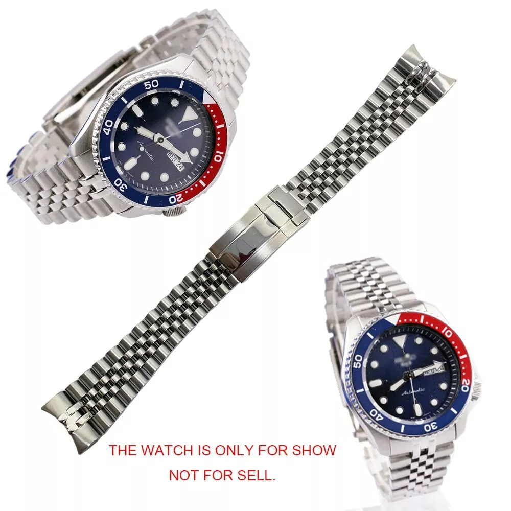 22mm 316L Solid Curved End Oyster Clasp Jubilee Watch Band For Seiko 5 SRPD53K1