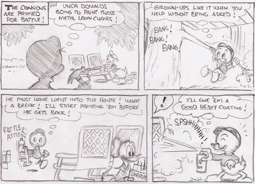 Disney. Pato Donald y Huey, Pat & Shelly Block, boceto cómico original - Imagen 3 de 5