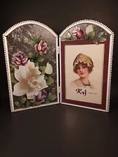 Stained Glass Metal Folded Hinged 4 X 6 Picture Frame By RAJ Table Top