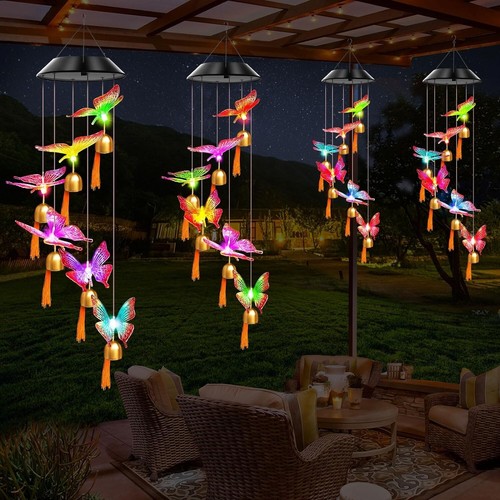 Solar Powered LED Light Decor Wind Chimes Garden Hanging Colour Changing Outdoor - Picture 10 of 19
