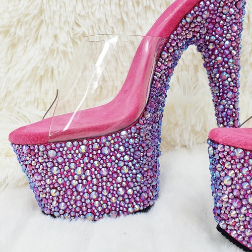 Bejeweled 701MS Iridescent Rhinestone Platform 7" High Heel Slip On Shoe Size 7 - Picture 12 of 12