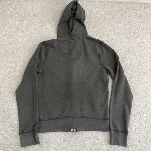 Vintage Hollister Hoodie Mens Medium Gray Red Full Zip Y2K Sweatshirt Surf Faded - Picture 3 of 10