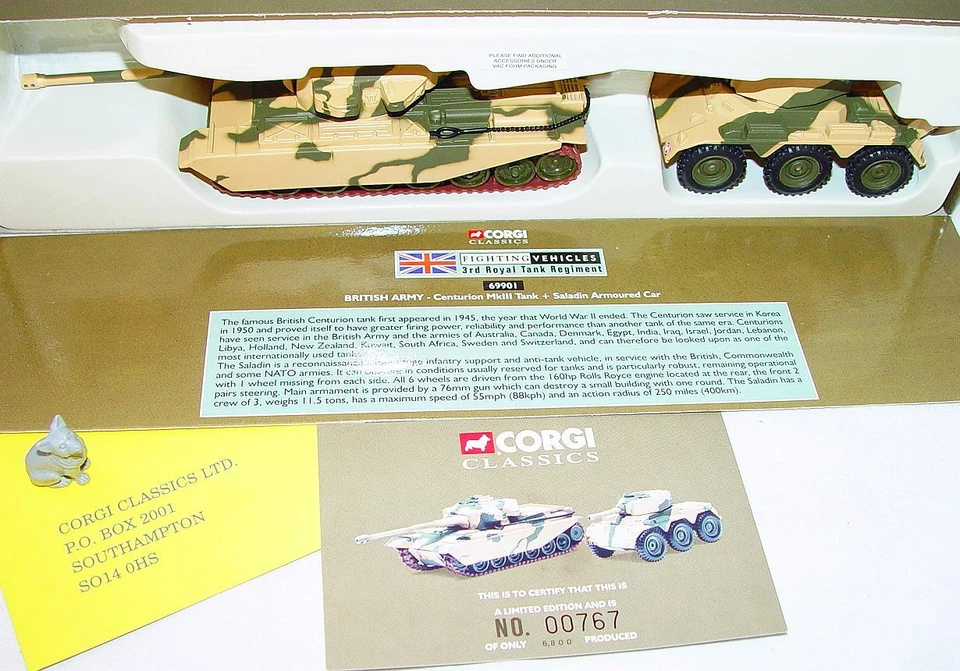 Corgi Classics 1:60 British Army CENTURION TANK +SALADIN ARMOURED CAR Set MIB`98 - Image 2 of 4