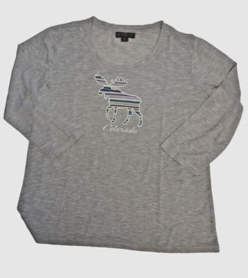 E.M.I. Moab Colorado Women s T-Shirt M Gray Long Sleeve Logo Casual Tee