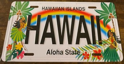 Hawaii Booster License Plate Aloha State Hawaiian Islands Palm