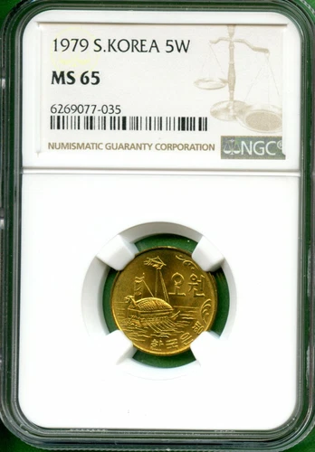 KOREA  1979  5 WON   NGC  MS 65