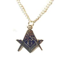 Masonic Cut Out Crest with G Silver Pendant, Chain and Organza Pouch K016P