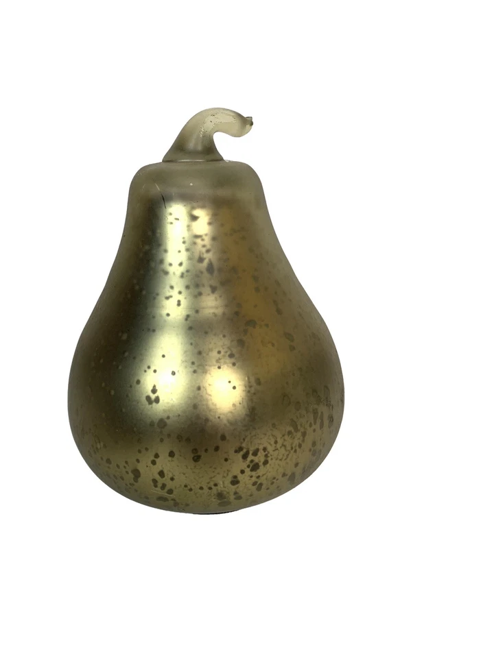 Pera decorativa vintage de vidrio soplado MCM en tono latón 5,75" de alto Foto 3 de 4