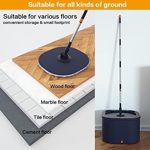 Flat Floor Mop and Bucket System Set with Wringer, Spin Mop and Bucket - Picture 5 of 6