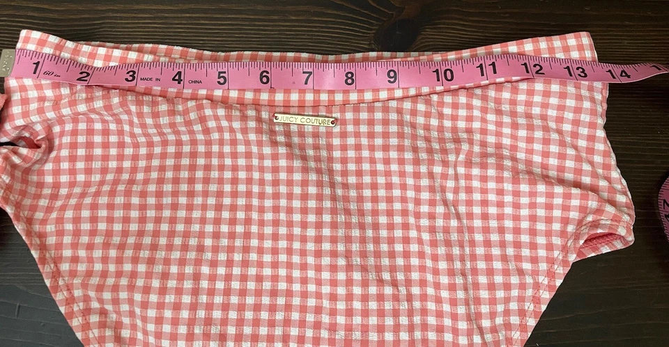 Juego de bikini Juicy Couture coral blanco guinga a cuadros XL y L Foto 4 de 4