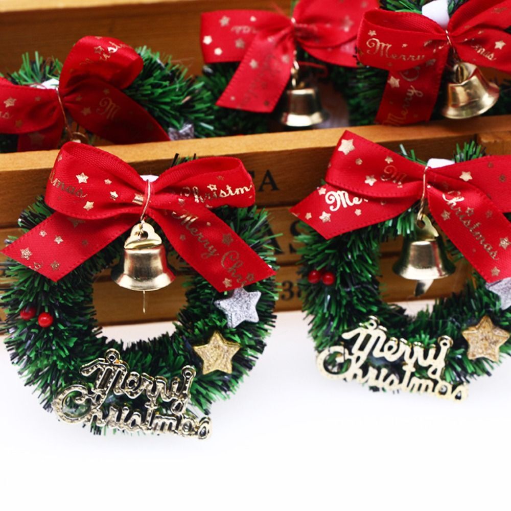 Five Pointed Star Christmas Wreath Green Red Dollhouse Door Decor Christmas - Picture 3 of 6