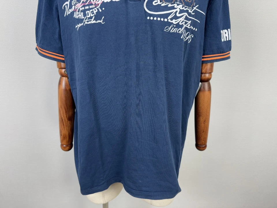 Camisa Polo Cipo Baxx LA Riders Custom Motors Azul Estampada Manga Corta Talla 2XL Foto 3 de 4