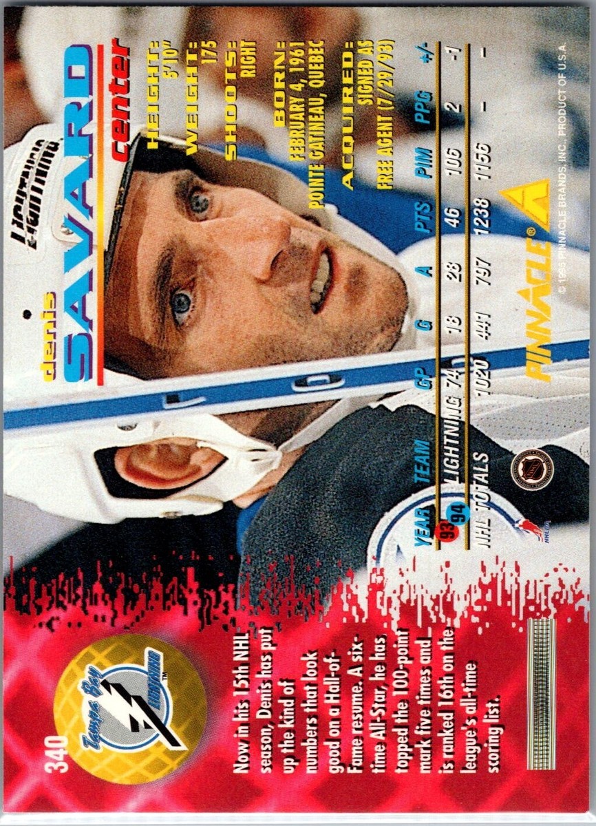 1994-95 Pinnacle Hockey- #340 Denis Savard | eBay