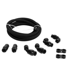 LokoCar 8AN PTFE Fuel Line Kit AN8 E85 Nylon Braided Hose & Fittings 10FT Black