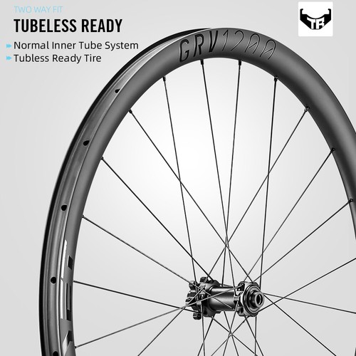 700C Carbon Gravel Rennrad Laufradsatz 35 mm Drahtreifen Schlauchlos 12 x 142 mm - Bild 11 von 17