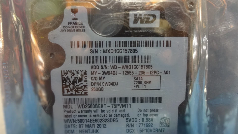 Western Digital WD2500BEKT-75PVMT0 Scorpio Black 250GB SATA 2.5 - Image 2 of 3