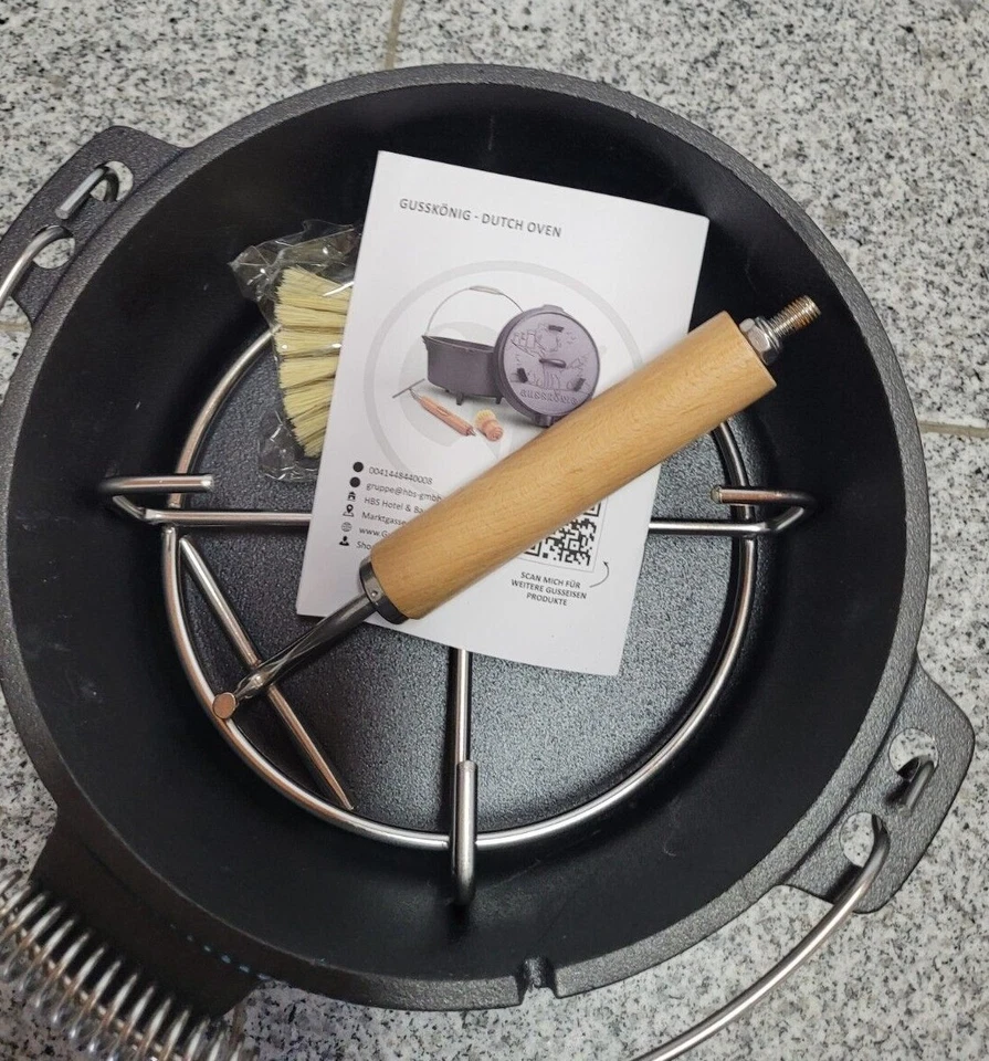 Dutch Oven Kochtopf Gusseisen Feuertopf Camping verschiedene Ausführungen Griff - Bild 2 von 3