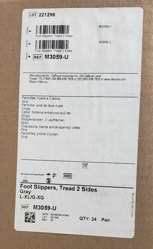 Caja de 24 pares de patas antideslizantes Deroyal grado hospitalario L/XL gris - Imagen 2 de 4