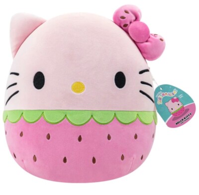 Sanrio Squishmallows Hello Kitty Pink Strawberry Bow Ultrasoft