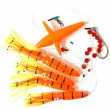 DAISY CHAIN BAIT RIG BULB SQUID & BIRD OFFSHORE TROLLING TUNA Orange Tiger New