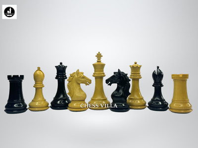 The Cremona Series Staunton Chessmen - 4'' King - Double Weighted Ebonized Box...
