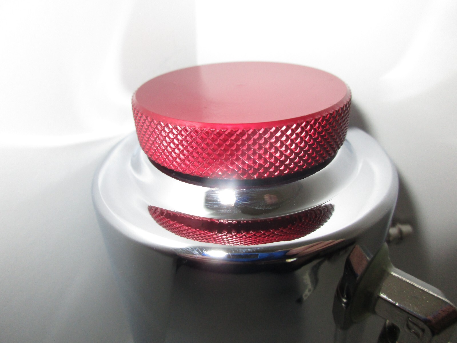 CHROMED ALUMINUM POWER STEERING OVERFLOW REMOTE RESERVOIR 12 oz