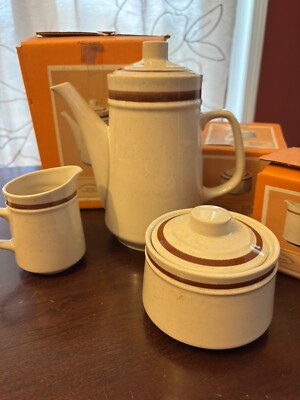 Autumn Collection Stoneware Coffee Server Set Creamer Sugar Bowl Bonsai Japan