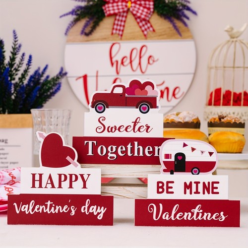 Valentine's Day Wooden Home Decoration Craft Holiday Day Desktop Ornament Gift