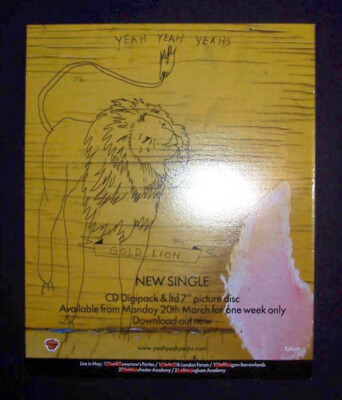 Yeah Yeah Yeahs Show Your Bones, Gold Lion 2006 Poster Type Advert 3 Ad Lot More