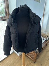 Top Shop Short Black Puffer Jacket With Hood Size 12, Eu40, Us8 Vgc