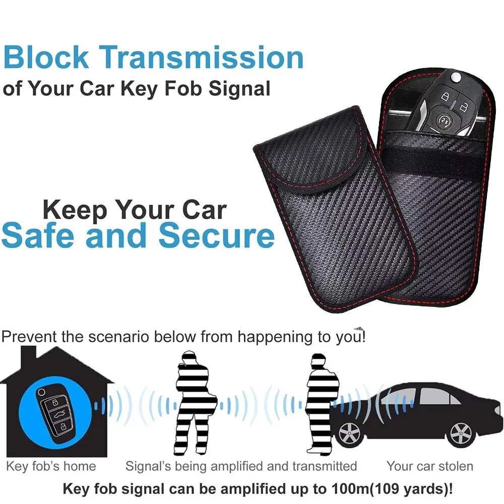 2x Car Key Signal Blocker Faraday Pouch Case - Fob Keyless RFID ...