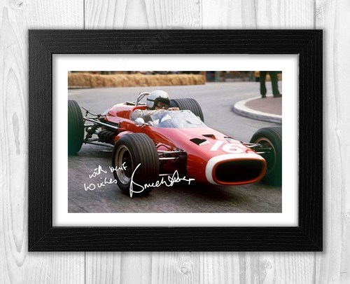 Bruce McLaren in his M4B at Monaco F1 A4 repro autograph poster choice of frame - Picture 3 of 3