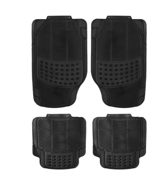 4 Pcs Car Heavy Duty Front Rear Rubber Black Universal Fit Carpet Set